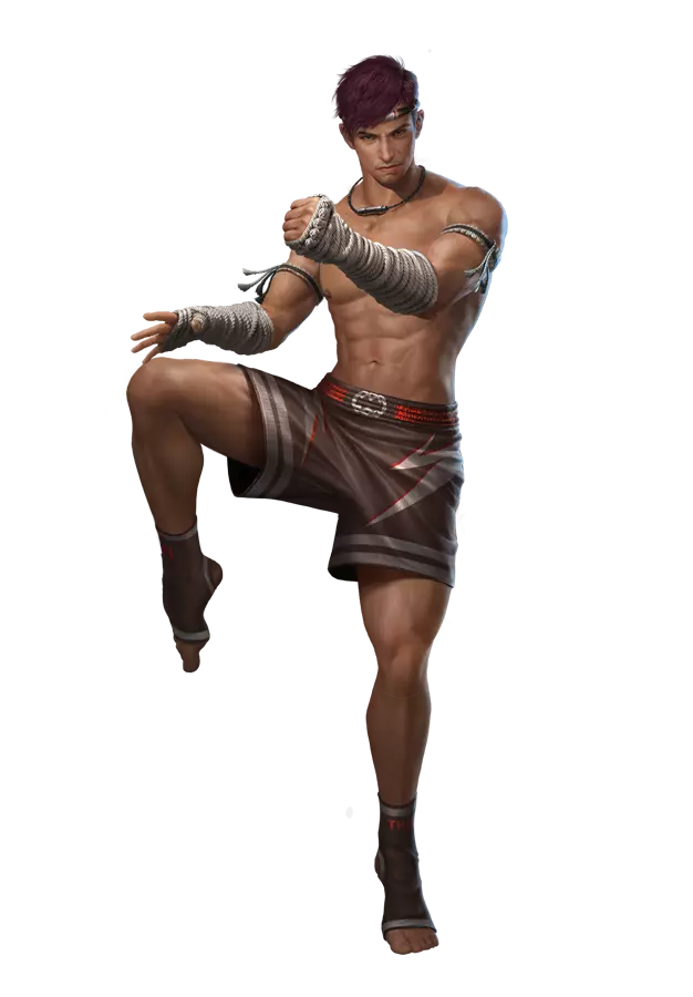 Male fighter in a boxing stance, embodying a free fire kla character proficient in Mixed Martial Arts