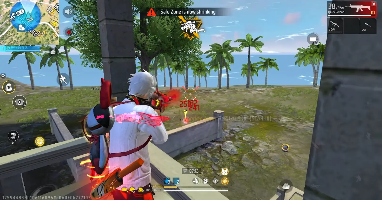 Screenshot showing anime headshot during Free Fire gameplay