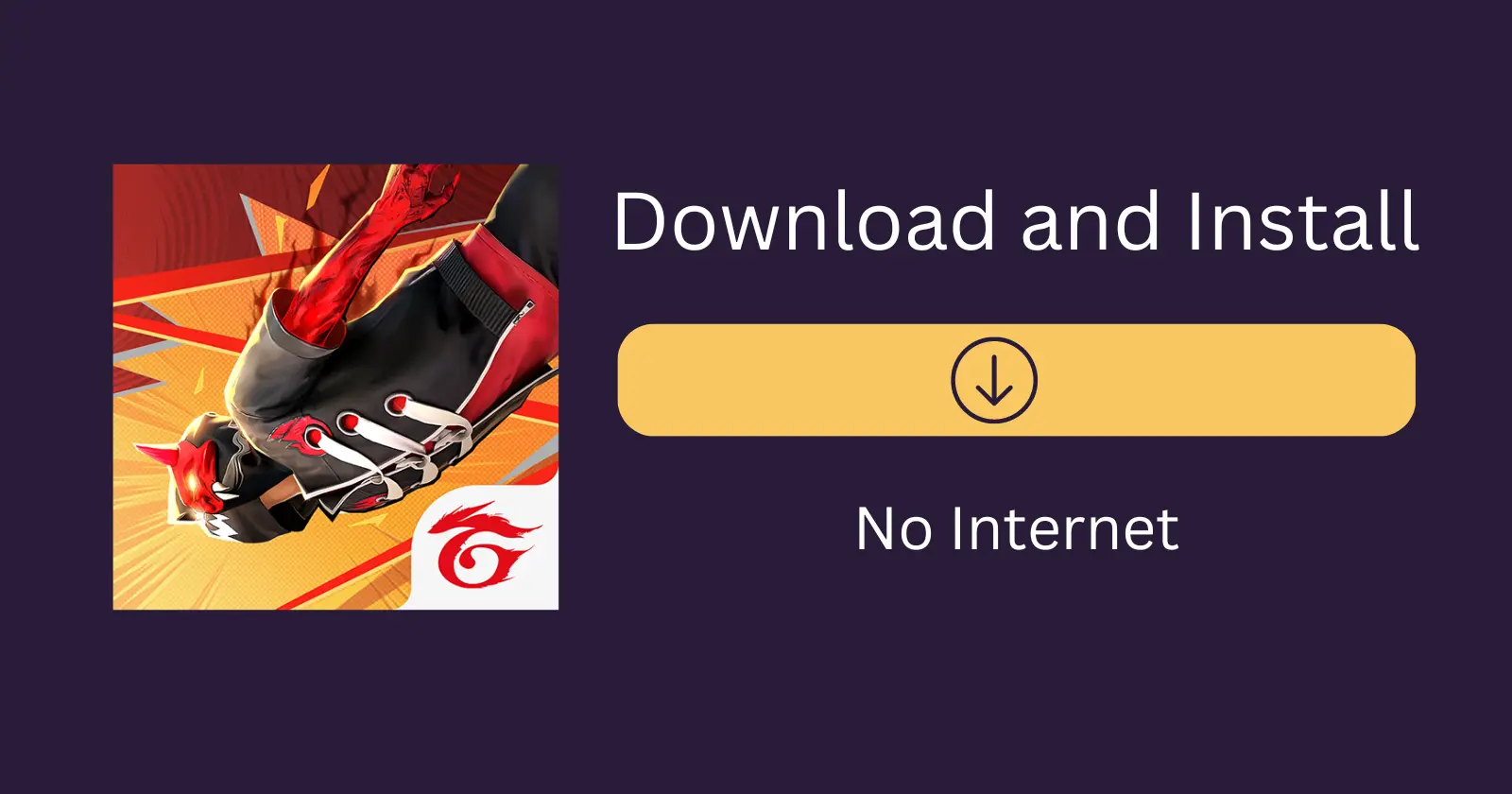 free fire latest version apk logo “Download and Install” text, and a yellow button on a purple background.