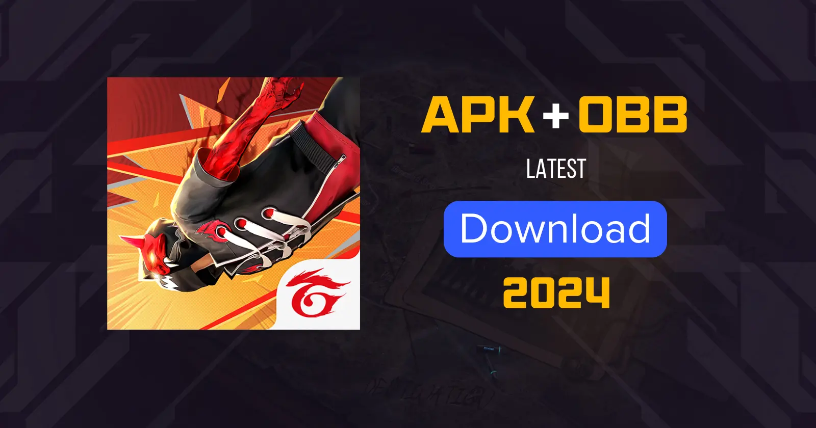 Free Fire game latest version Icon with apk, obb and download button text