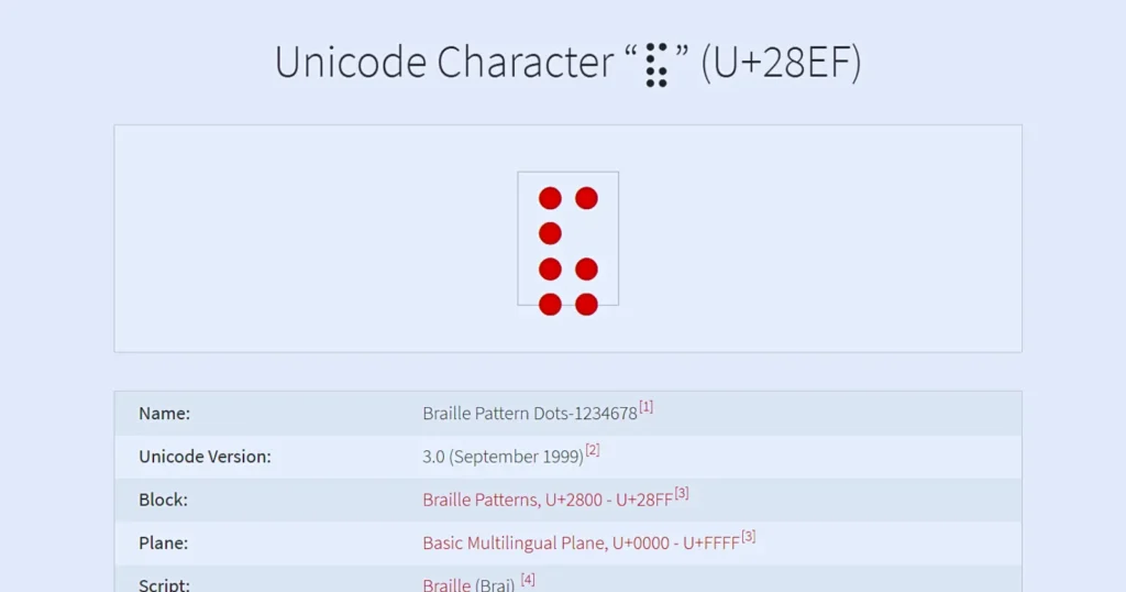 Information on Unicode Character ‘⠯’ (U+28EF), a Braille pattern with red dots arranged in a specific formation