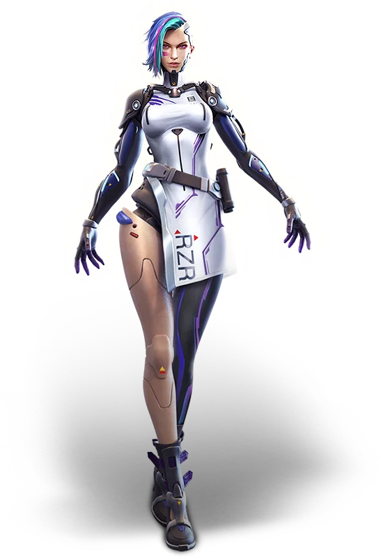 Robot-looking character named A124 from Free Fire game with transparent background