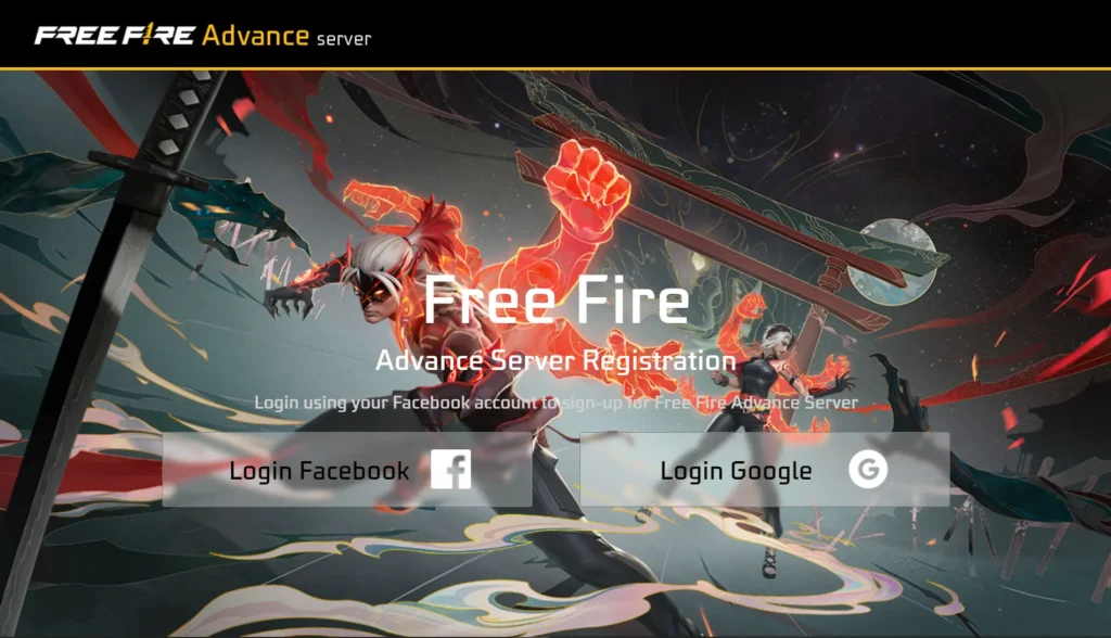 free fire advance server official website home page screenshot
